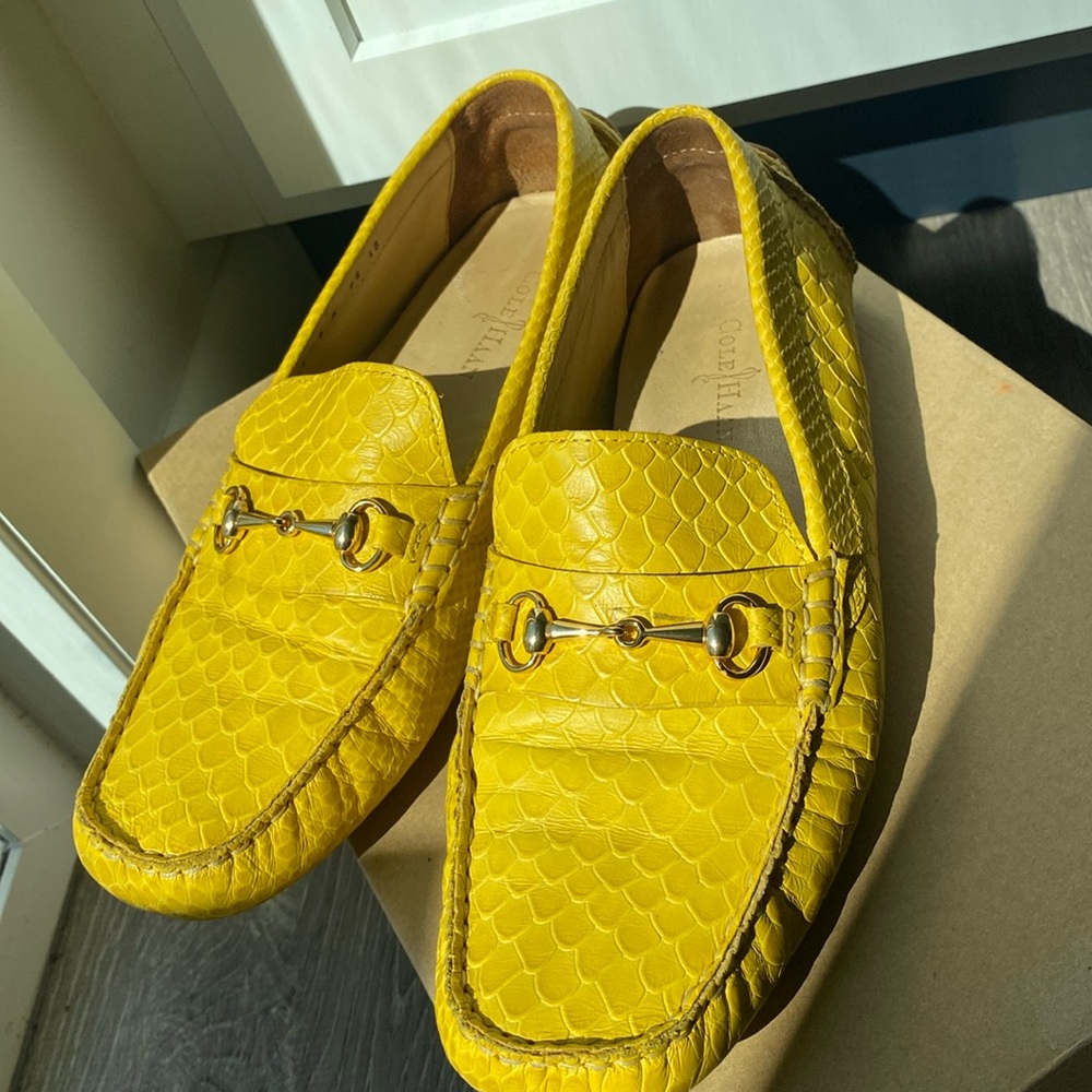 Cole Haan Yellow Python loafers, Size 9